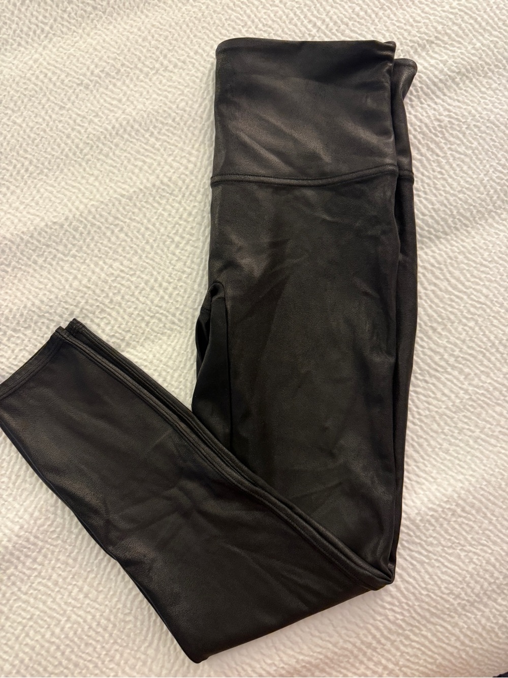 SPANX Faux Leather Moto Leggings XL Black High Rise Shaping Pants